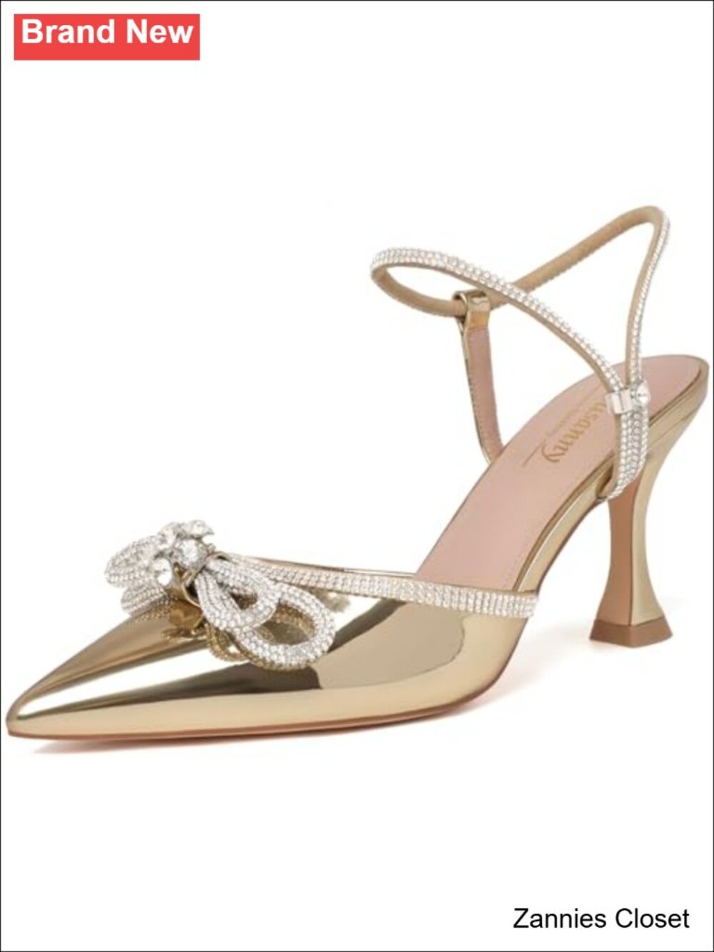 ✨ Susanny Women's Crystal Slingback Kitten Heels Pointed Toe Pumps Wedding Prom
